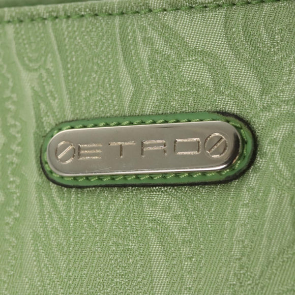 ETRO Paisley Shoulder Bag Canvas Green Silver Auth am8312