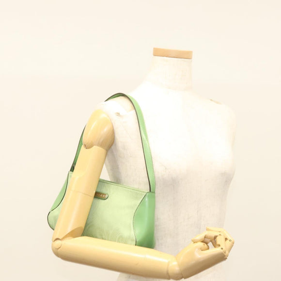 ETRO Paisley Shoulder Bag Canvas Green Silver Auth am8312