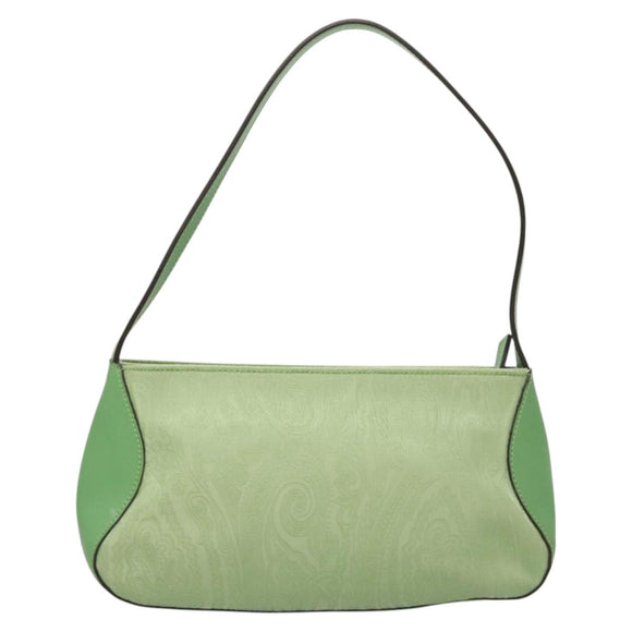 ETRO Paisley Shoulder Bag Canvas Green Silver Auth am8312