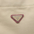 PRADA Hand Bag Canvas Leather Beige Purple Silver Auth am8322-17