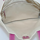 PRADA Hand Bag Canvas Leather Beige Purple Silver Auth am8322-10