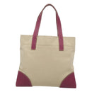 PRADA Hand Bag Canvas Leather Beige Purple Silver Auth am8322-2