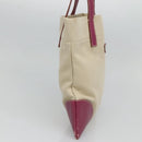PRADA Hand Bag Canvas Leather Beige Purple Silver Auth am8322-3