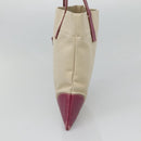 PRADA Hand Bag Canvas Leather Beige Purple Silver Auth am8322-4