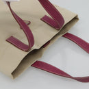 PRADA Hand Bag Canvas Leather Beige Purple Silver Auth am8322-6
