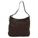 Coach Shoulder Bag Leather Brown Silver Auth am8338-1