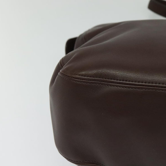 Coach Shoulder Bag Leather Brown Silver Auth am8338