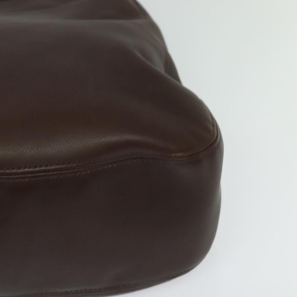 Coach Shoulder Bag Leather Brown Silver Auth am8338