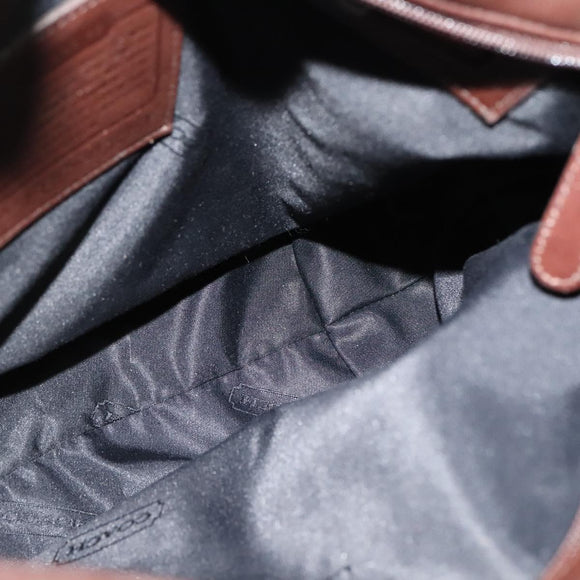 Coach Shoulder Bag Leather Brown Silver Auth am8338