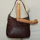 Coach Shoulder Bag Leather Brown Silver Auth am8338-21