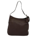 Coach Shoulder Bag Leather Brown Silver Auth am8338-2