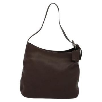 Coach Shoulder Bag Leather Brown Silver Auth am8338 - 0