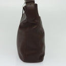Coach Shoulder Bag Leather Brown Silver Auth am8338-3