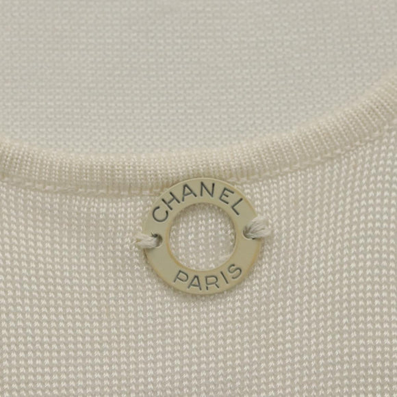CHANEL Gebreide Stoffen Tanktop polyester Wit CC Auth am8343