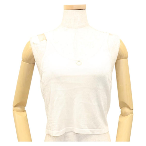 CHANEL Gebreide Stoffen Tanktop polyester Wit CC Auth am8343