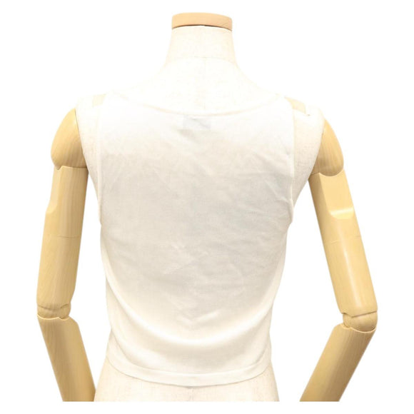CHANEL Gebreide Stoffen Tanktop polyester Wit CC Auth am8343