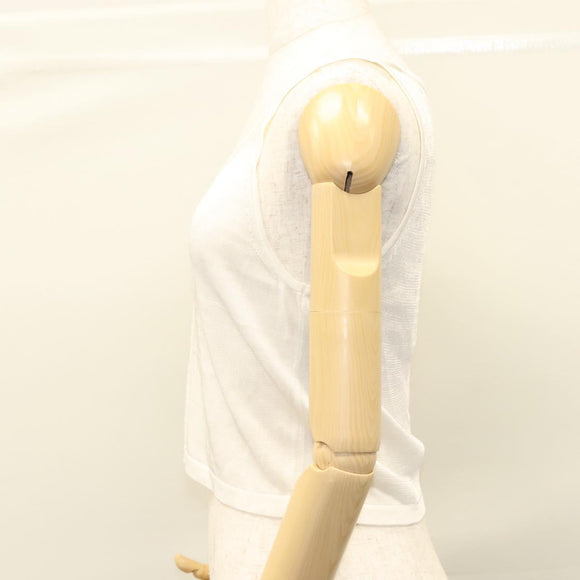 CHANEL Knitted Fabrics Tank top polyester White CC Auth am8343