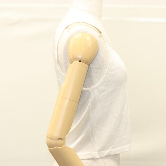 CHANEL Gebreide Stoffen Tanktop polyester Wit CC Auth am8343