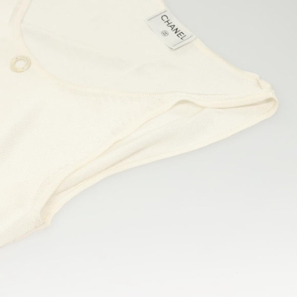 CHANEL Knitted Fabrics Tank top polyester White CC Auth am8343