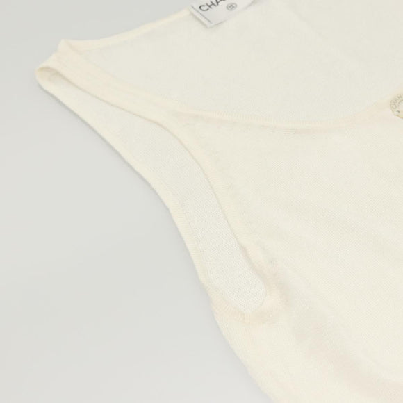 CHANEL Gebreide Stoffen Tanktop polyester Wit CC Auth am8343