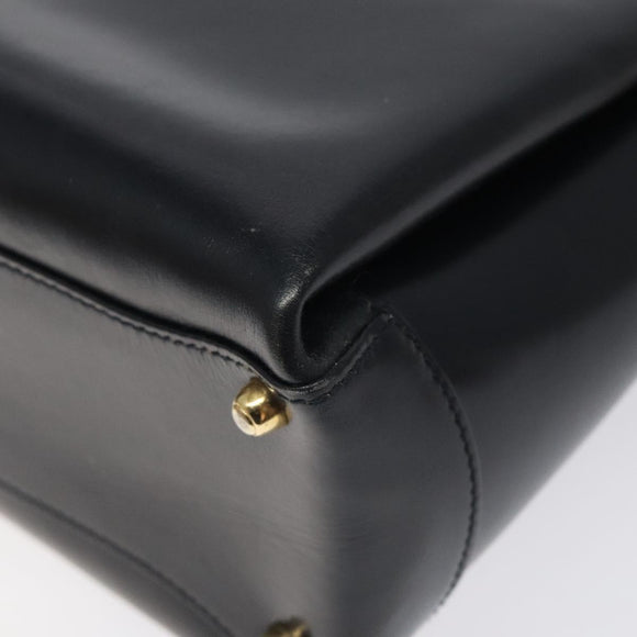 GUCCI Hand Bag Leather Navy Gold 000 1448 1269 Auth am8346