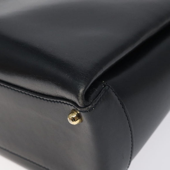 GUCCI Hand Bag Leather Navy Gold 000 1448 1269 Auth am8346