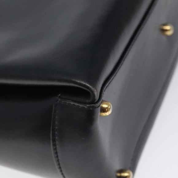 GUCCI Hand Bag Leather Navy Gold 000 1448 1269 Auth am8346