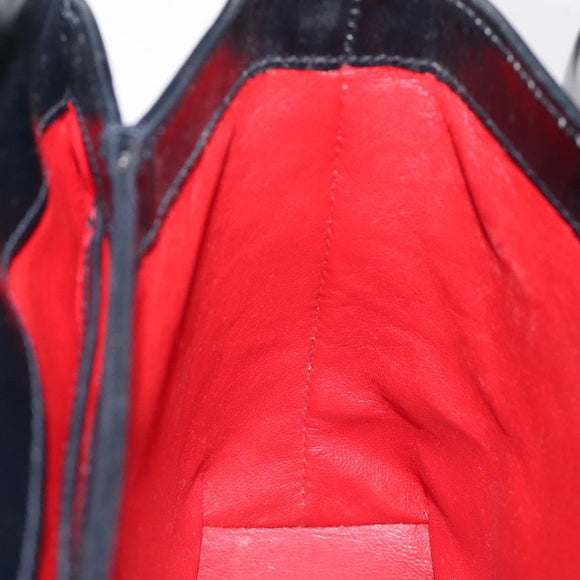 GUCCI Hand Bag Leather Navy Gold 000 1448 1269 Auth am8346