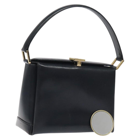 GUCCI Hand Bag Leather Navy Gold 000 1448 1269 Auth am8346