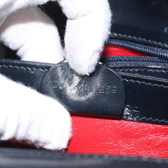 GUCCI Hand Bag Leather Navy Gold 000 1448 1269 Auth am8346