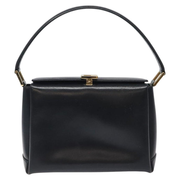 GUCCI Hand Bag Leather Navy Gold 000 1448 1269 Auth am8346