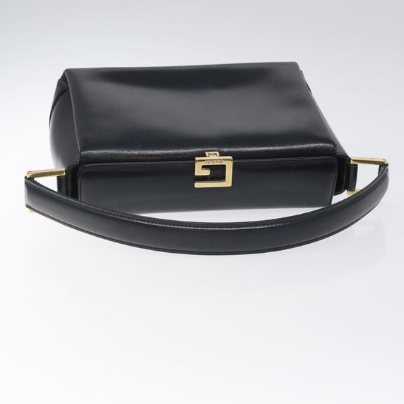 GUCCI Hand Bag Leather Navy Gold 000 1448 1269 Auth am8346