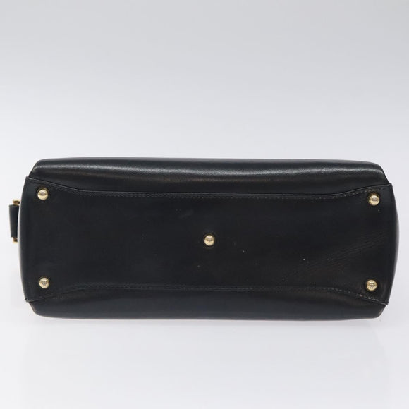 GUCCI Hand Bag Leather Navy Gold 000 1448 1269 Auth am8346