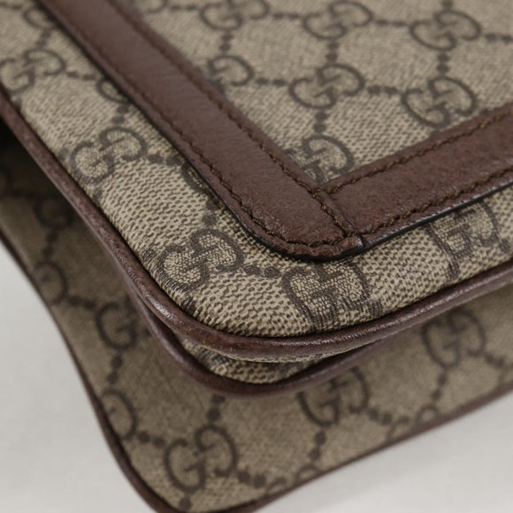 GUCCI GG Supreme Web Sherry Line Shoulder Bag PVC Beige Gold 523354 Auth am8347A