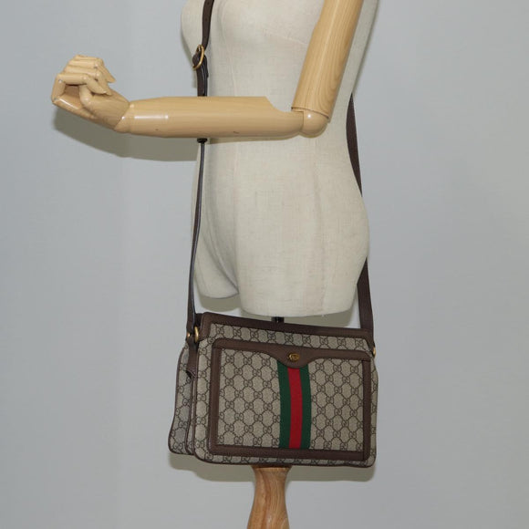 GUCCI GG Supreme Web Sherry Line Shoulder Bag PVC Beige Gold 523354 Auth am8347A