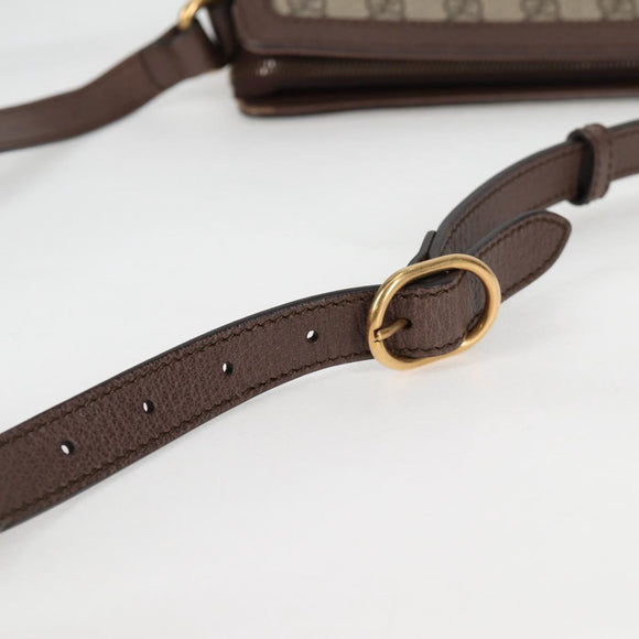 GUCCI GG Supreme Web Sherry Line Shoulder Bag PVC Beige Gold 523354 Auth am8347A