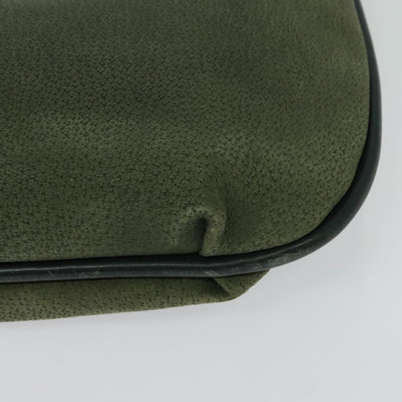 GUCCI Shoulder Bag Leather Green Gold Auth am8352