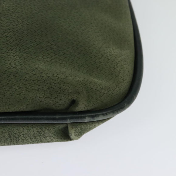 GUCCI Shoulder Bag Leather Green Gold Auth am8352