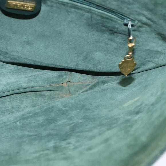 GUCCI Shoulder Bag Leather Green Gold Auth am8352