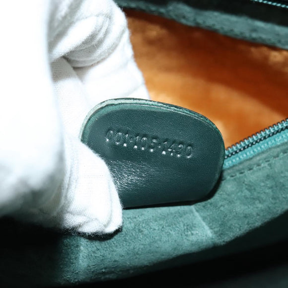 GUCCI Shoulder Bag Leather Green Gold Auth am8352