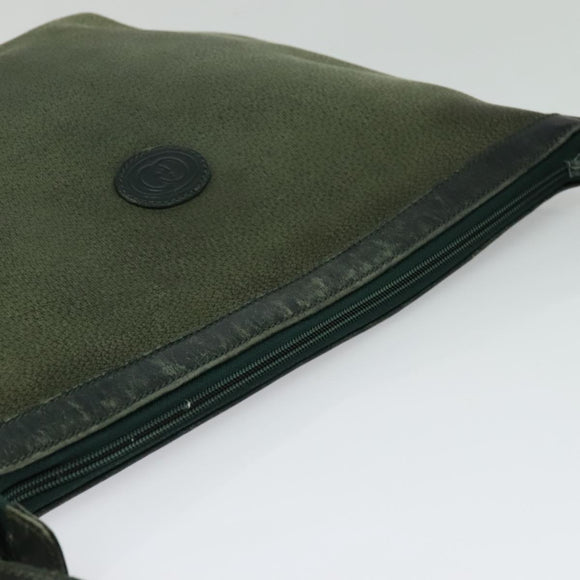 GUCCI Shoulder Bag Leather Green Gold Auth am8352