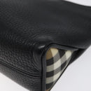 BURBERRY Shoulder Bag Leather Black Silver Auth am8354-9