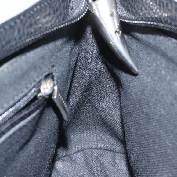 BURBERRY Shoulder Bag Leather Black Silver Auth am8354