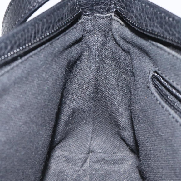 BURBERRY Shoulder Bag Leather Black Silver Auth am8354