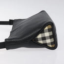 BURBERRY Shoulder Bag Leather Black Silver Auth am8354-4