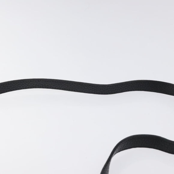 BURBERRY Shoulder Bag Leather Black Silver Auth am8354