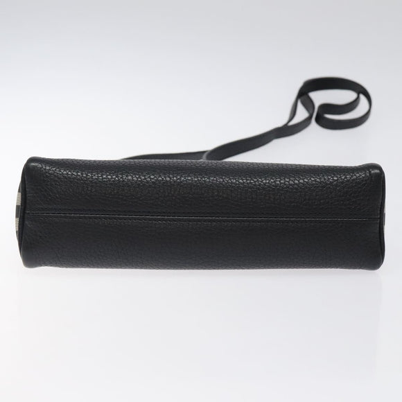 BURBERRY Shoulder Bag Leather Black Silver Auth am8354