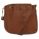 FENDI Shoulder Bag Leather Brown Gold Auth am8357-1