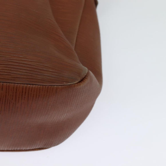 FENDI Shoulder Bag Leather Brown Gold Auth am8357