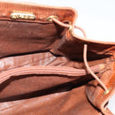 FENDI Shoulder Bag Leather Brown Gold Auth am8357-17